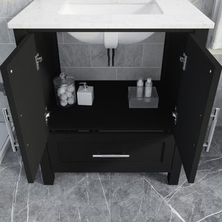 Boulder 30" Single Bathroom Vanity, Espresso With Engineered Stone Top