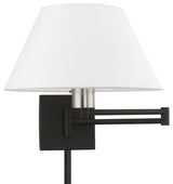 1 Light Black With Brushed Nickel Accent Swing Arm Lamp