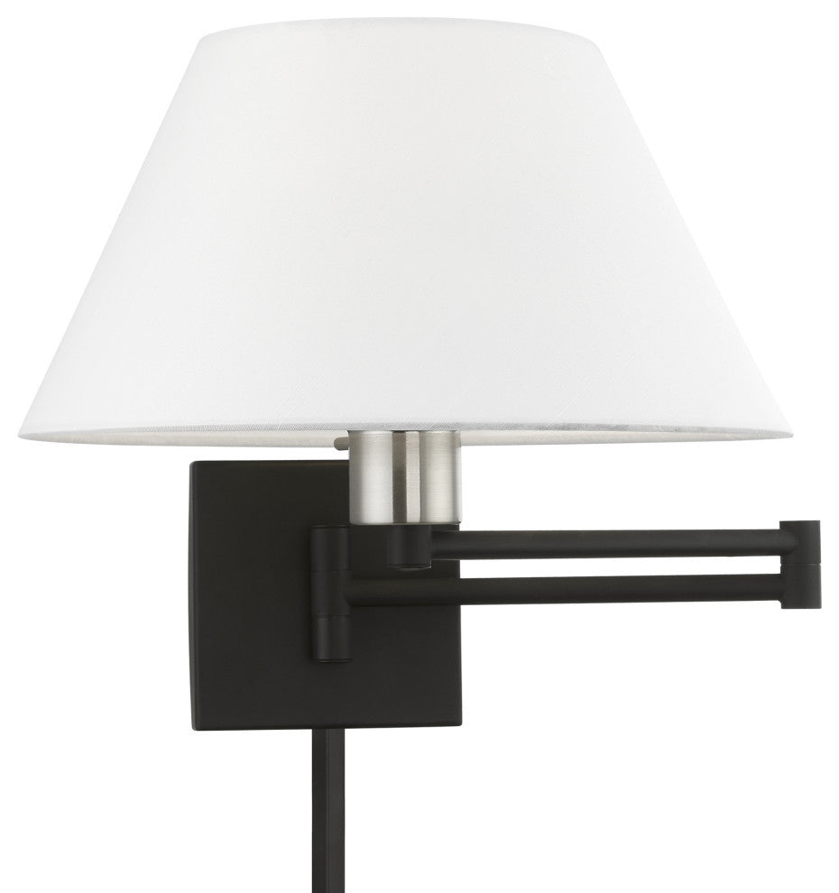 1 Light Black With Brushed Nickel Accent Swing Arm Lamp