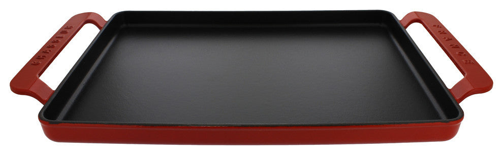 Chasseur 14" Red Rectangular Griddle French Enameled Cast Iron