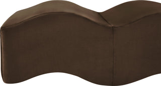 Wave Upholstered Bench, Brown, Velvet