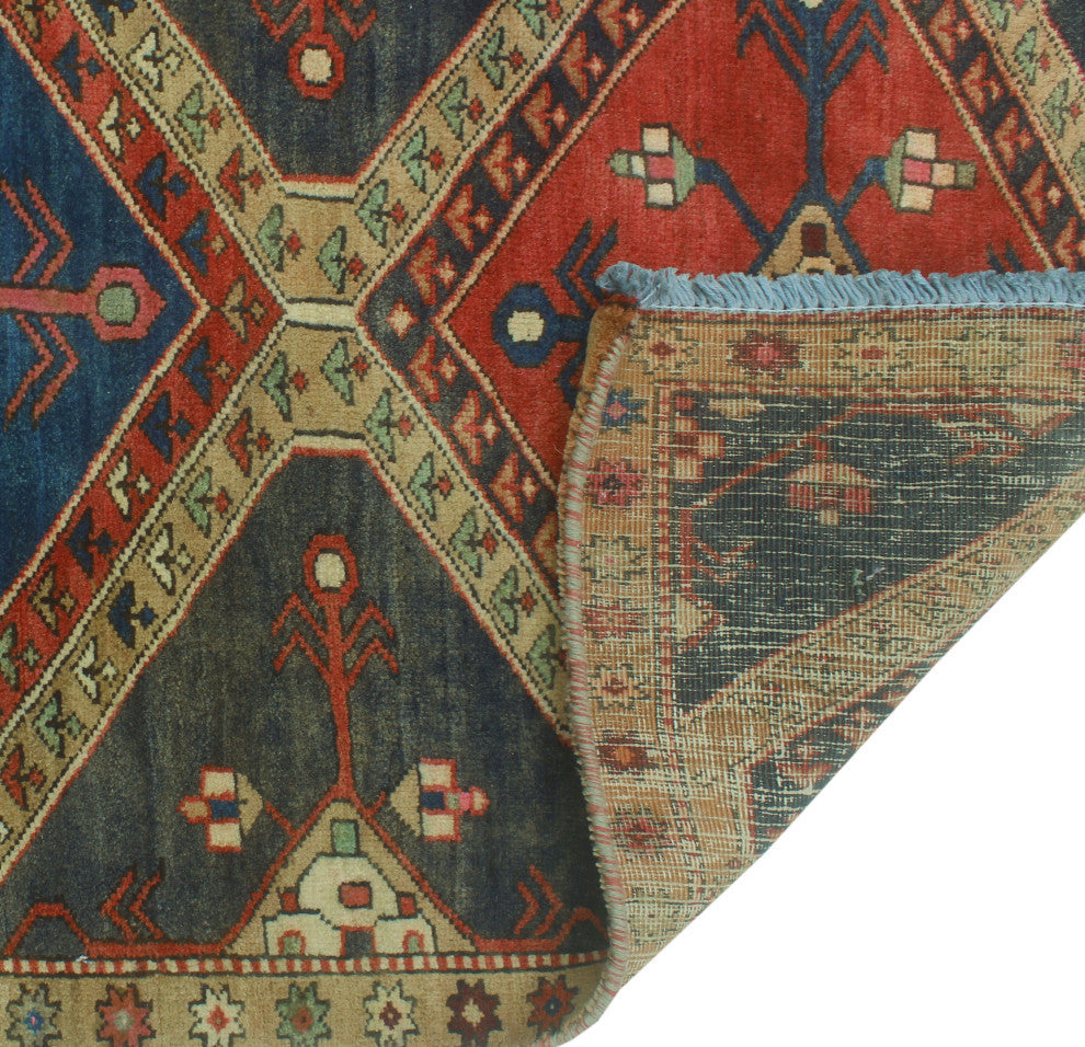 Semi-Antique Matthew Charcoal/Light Brown Runner, 2'11x9'11