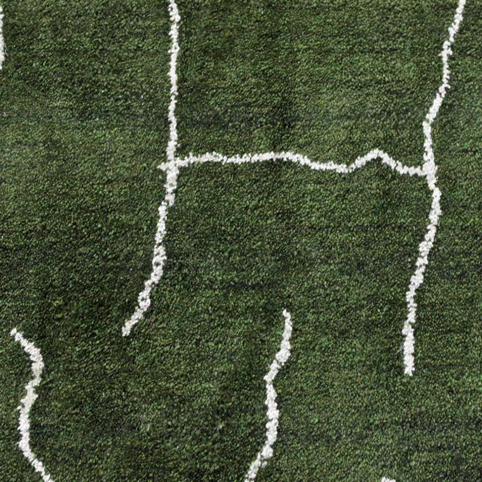HAND KNOTTED LOOM SILK AREA RUGS-6'x9',Rectangle,Green White,Contemporary