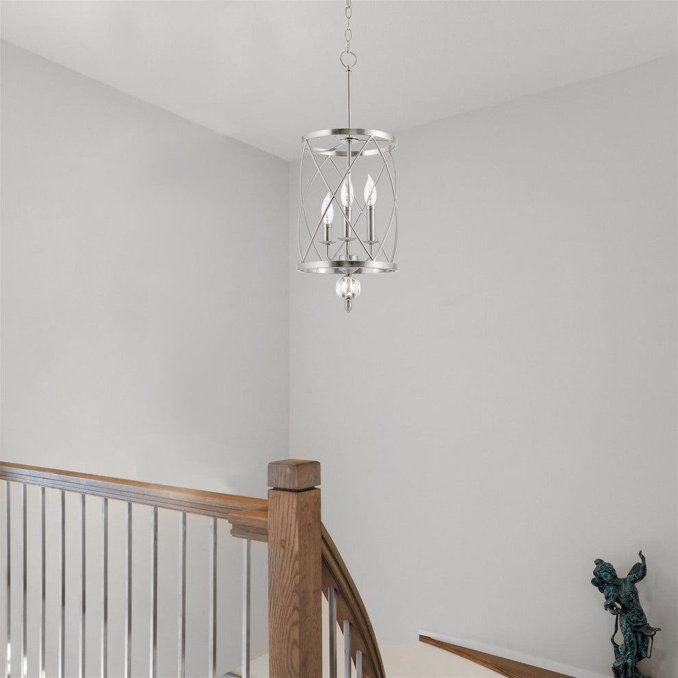 Kira Home Eleanor 27" Foyer Light Pendant Chandelier, Cylinder Metal Shade