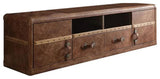 TV Stand, Retro Brown Top Grain Leather