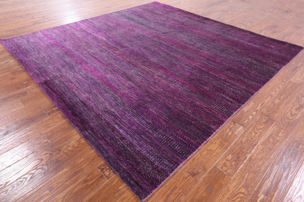 9' Square Super Savannah Gabbeh Wool and Silk Hand Knotted Rug Q6101