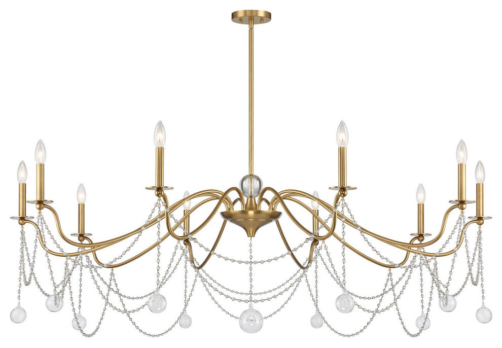 Mariposa 10-Light Chandelier, Warm Brass