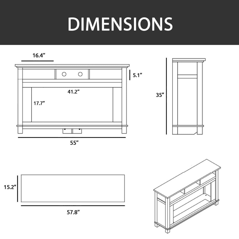 Winchester Electric Fireplace TV Stand and Crystal Rock Display, Mahogany