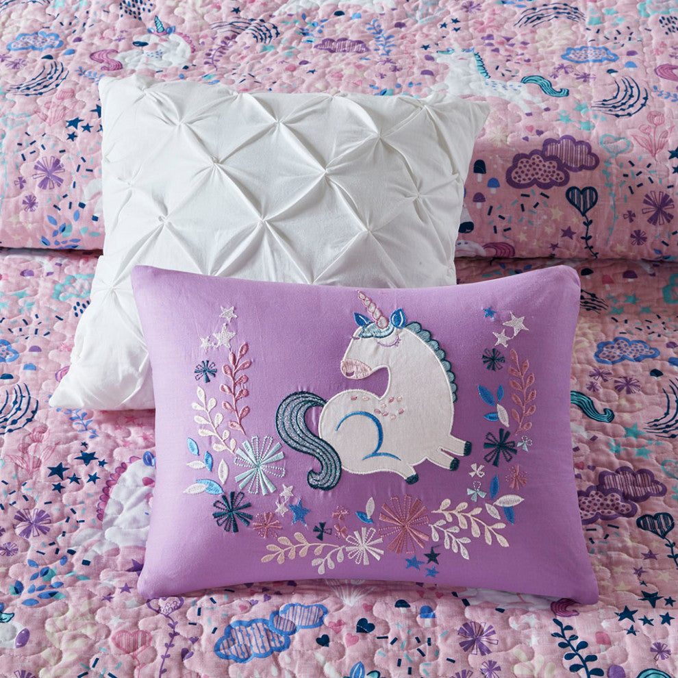 Urban Habitat Kids Lola Unicorn Reversible Cotton Quilt Set With Throw Pillows