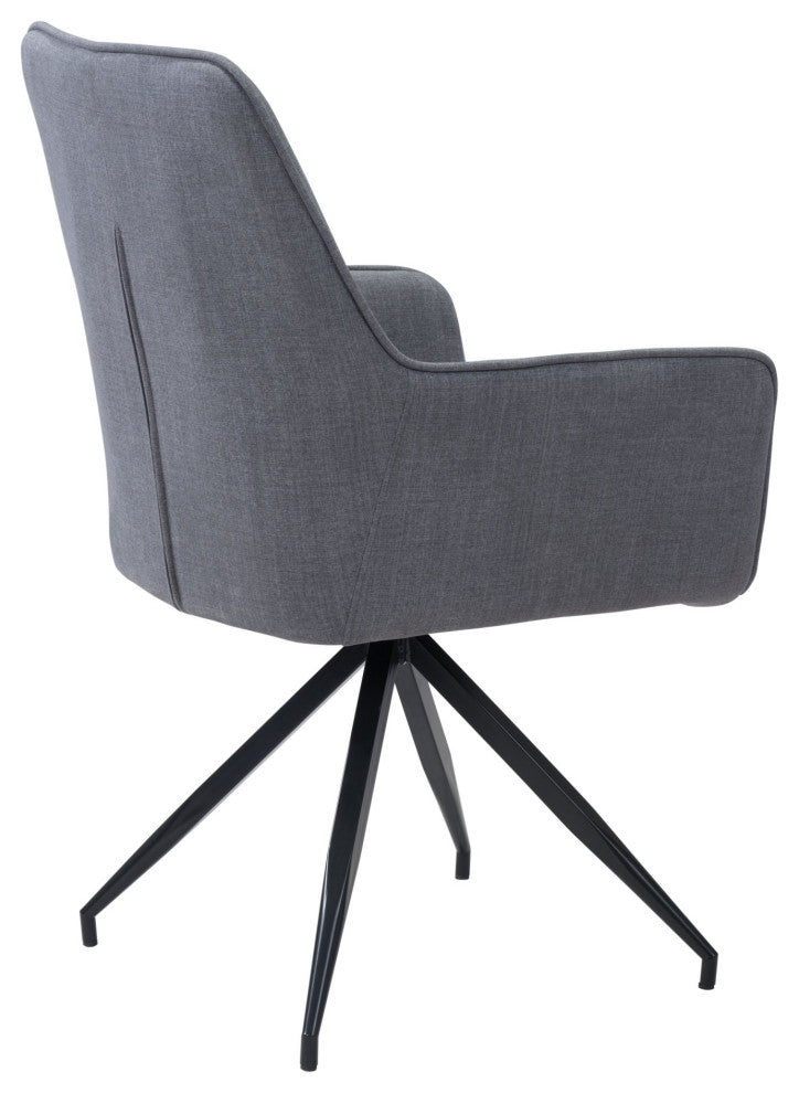 Dining Chair, Set of 2, Steel Metal, Fabric, Gray, Black, Cafe Bistro