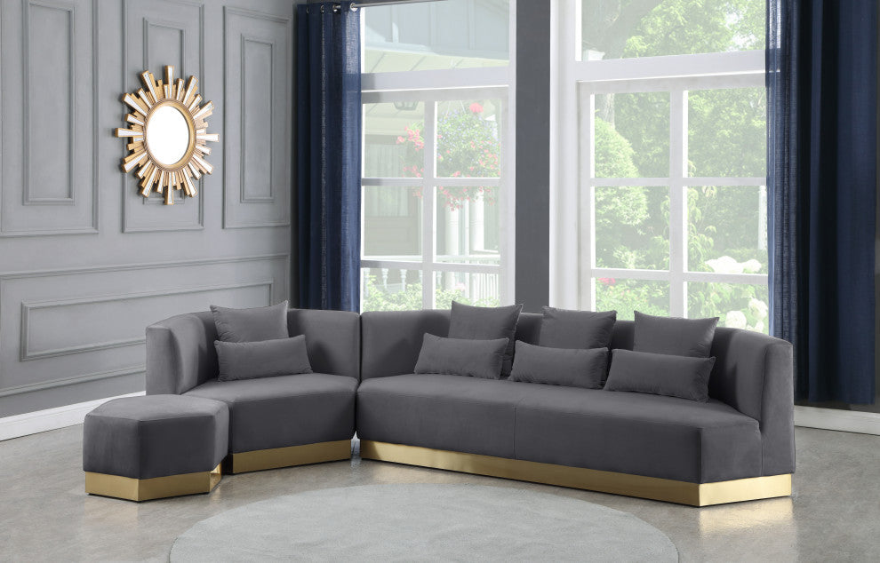 Marquis Velvet Upholstered Set, Gray, Sofa