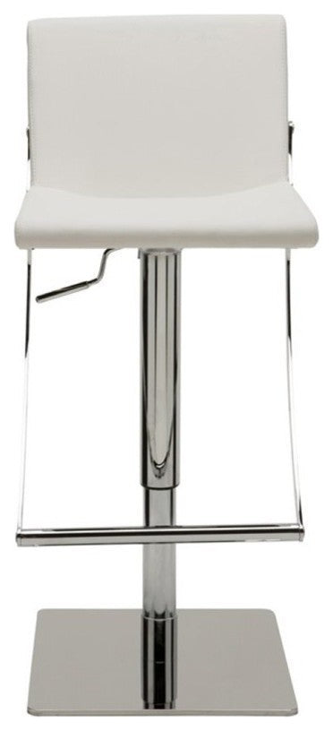 Swing Adjustable Bar Stool, Modern Contemporary Barstool, Faux Leather, White