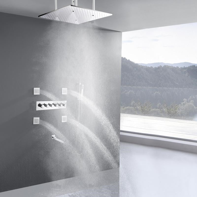 Mount Rainfall Shower System With Hand Shower and Jetted Body Sprays, With Led