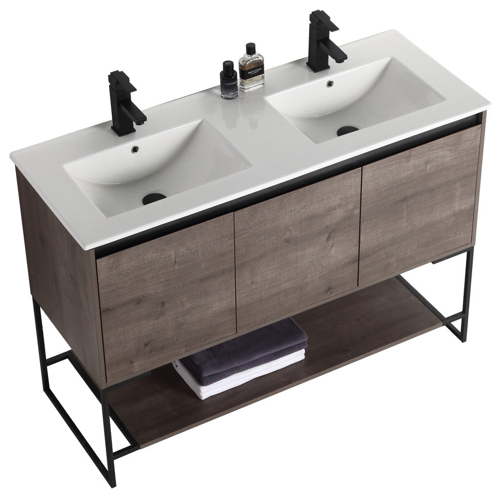 Urbania Vanity Set, Gray, 48", Double Sink