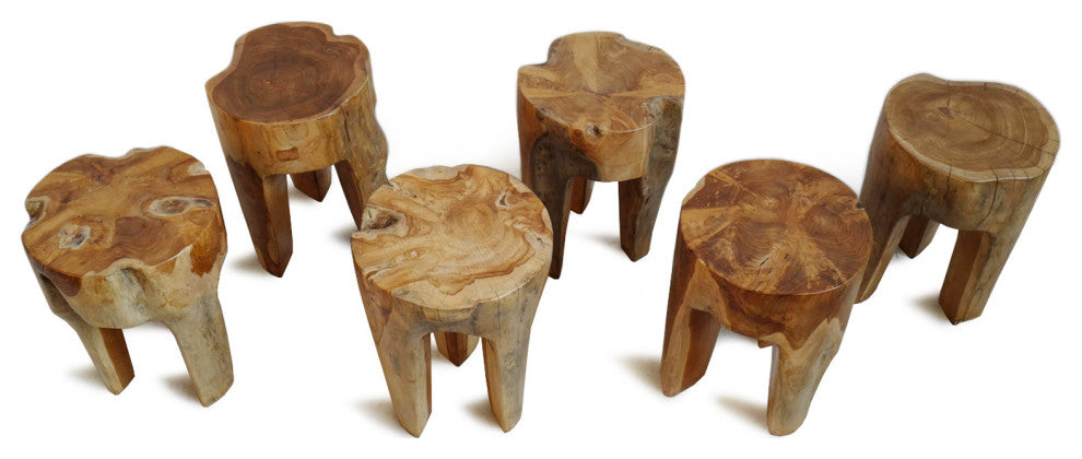 Organic Teak Root 3 Leg Stool