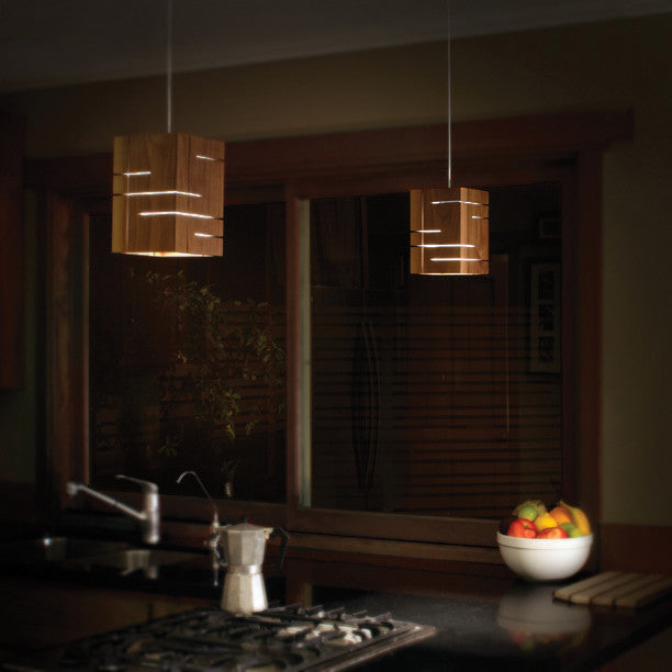 Claudo LED Pendant, Walnut