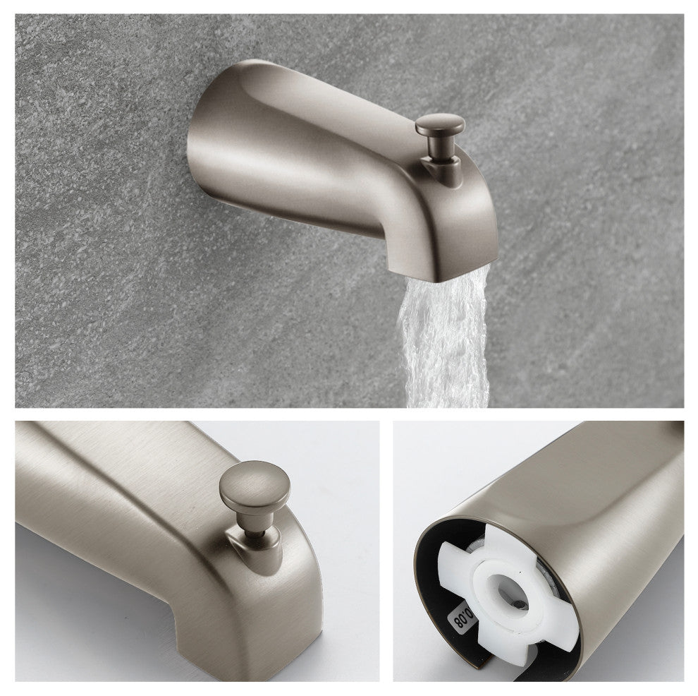 Brushed Nickel 6 Inch Shower Faucet with Tub Spout Combo