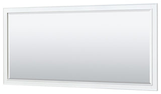 80"DBL Bath Vanity White, Carrara Countertop, Sinks, Gold Trim, 70" Mirror