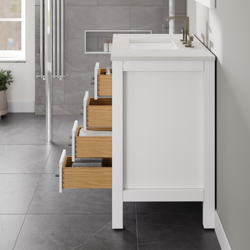 Eviva Hampton 36"W White Bathroom Vanity With White Carrara Quartz Countertop
