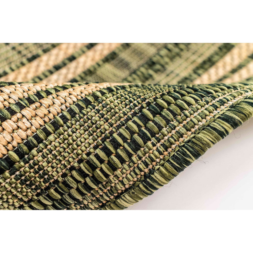 Carmel Multi Border Indoor/Outdoor Rug, Green, 6'6"x9'3"