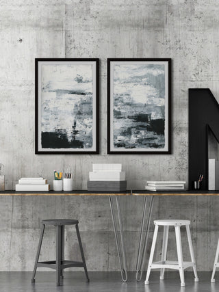 Black and White Smudges II Diptych, 24"x18"