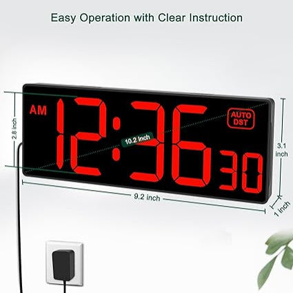 LED Digital Wall Clock with Seconds, Electric Clock