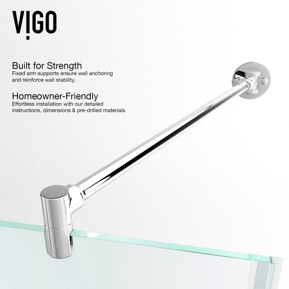VIGO Gemini Frameless Hinged Neo-Angle Shower Enclosure, Chrome, 42" D X 42" W, Low Base