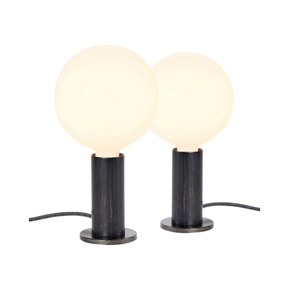Set of 2 Blackened Oak Knuckle Table Lamp With Sphere IV
