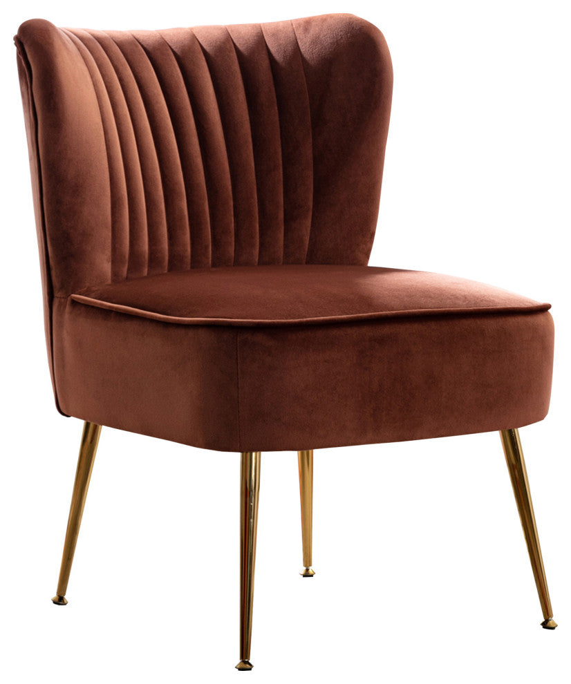 WestinTrends 22" Tufted Velvet Accent Chair for Dining, Living Room, Bedroom, Brown
