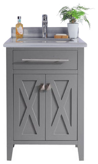 Wimbledon, 24" Gray Cabinet With White Stripes Marble Countertop