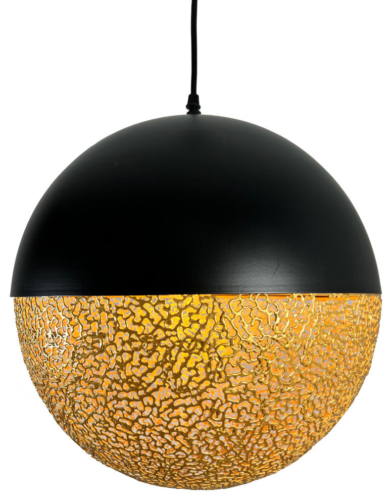 Iktan 1-Light Black and Gold Globe Pendant