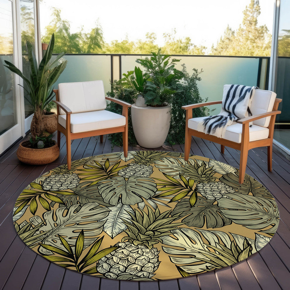 Indoor/Outdoor Tropics TC11 Clay Machine Washable 8' x 8' Round Rug
