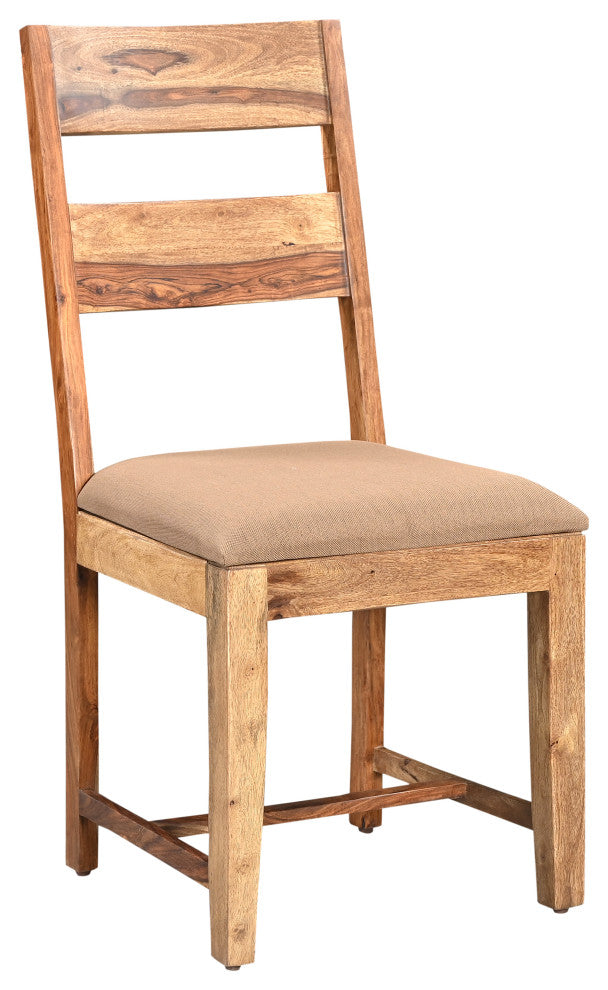 Damian 7-piece Upholstered Live Edge Solid Wood Dining Set, Brown