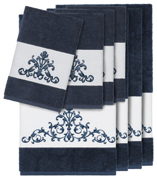 Scarlet 8-Piece Embellished Towel Set, Midnight Blue