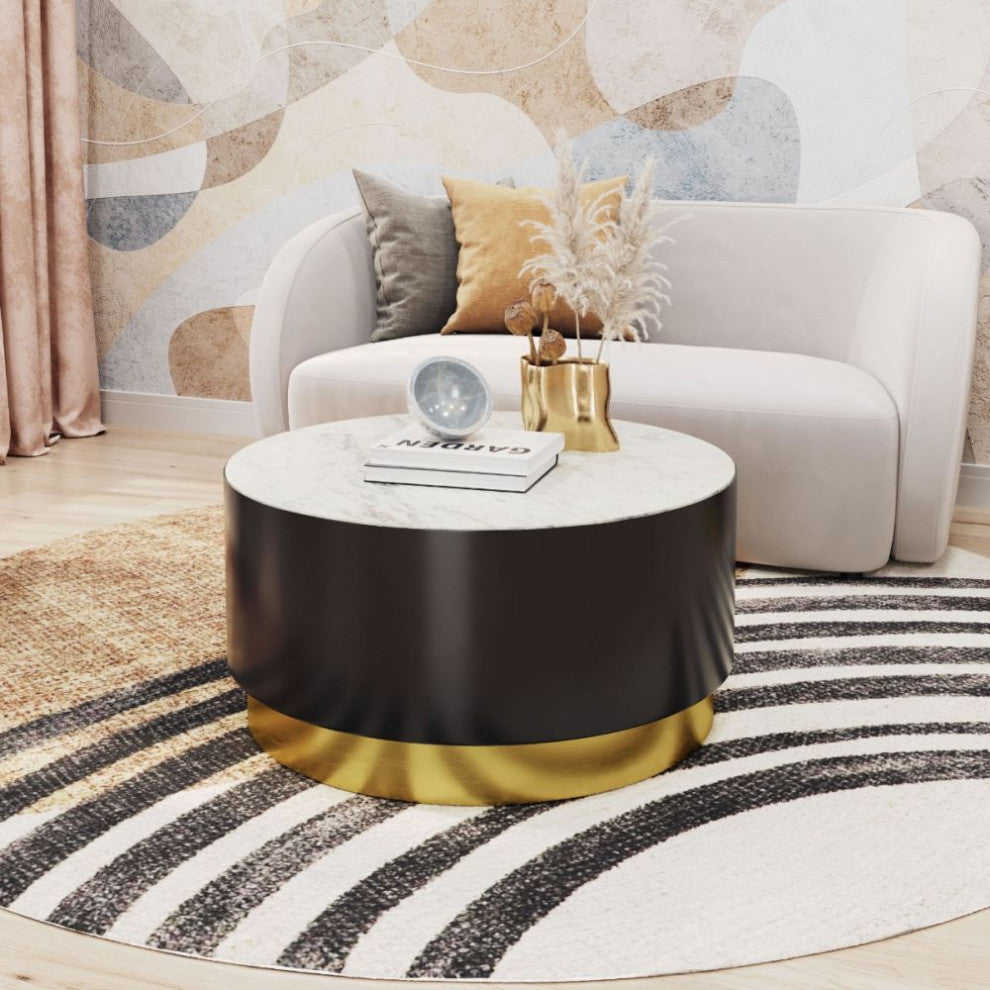 Zeke Coffee Table White, Black/Gold