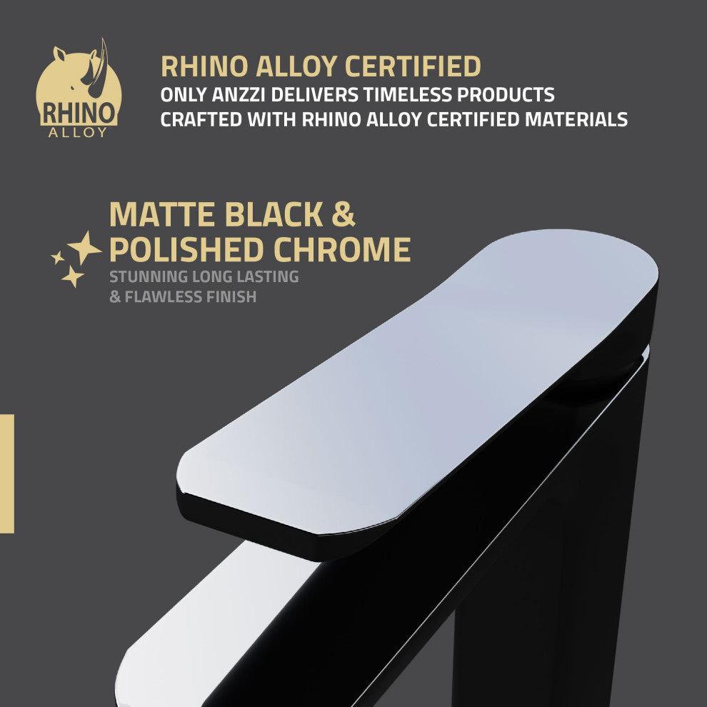 1-Handle Bathroom Faucet, Matte Black and Chrome