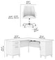 Somerset 60W L Shaped Desk and Chair Set, White