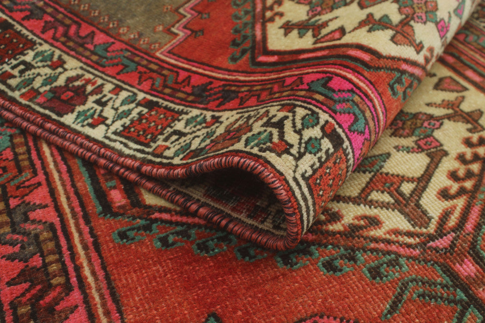 Fine Vintage Distressed Flora Rust/Ivory Runner, 2'10x10'2