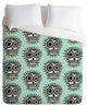 Deny Designs Andi Bird Sugar Skull Fun Aqua Duvet Cover - Lightweight