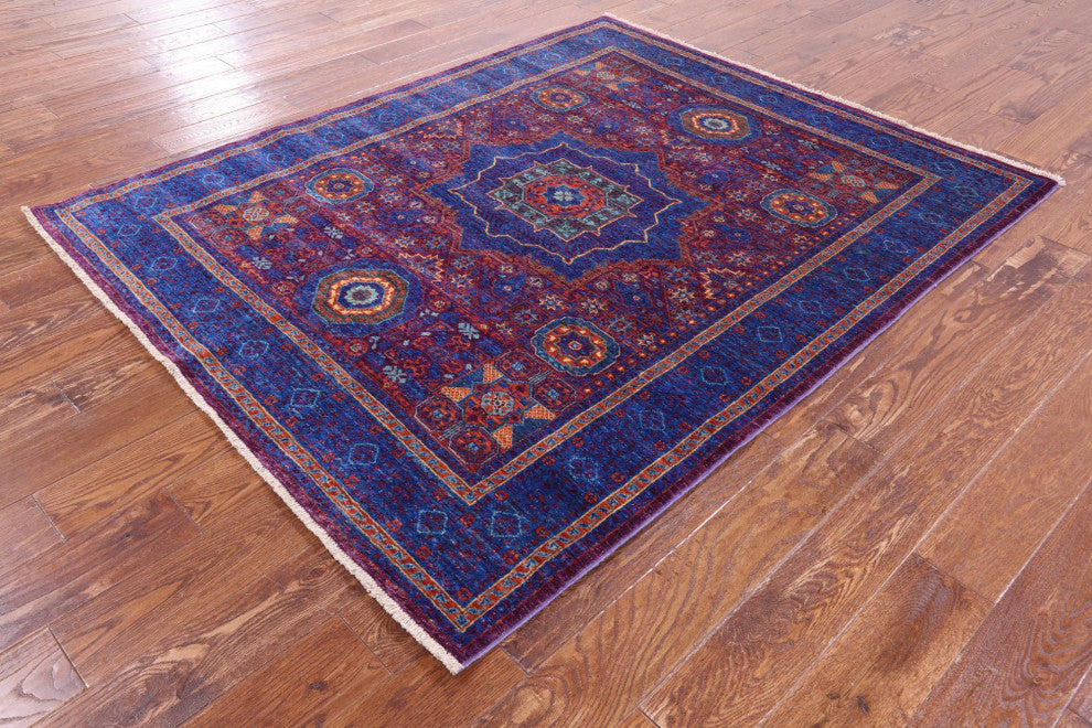 Geometric Mamluk Hand Knotted Wool Rug 5' 1" X 6' 3" - Q12251
