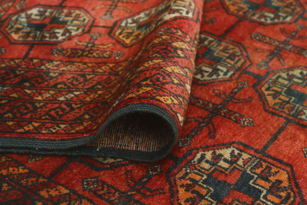 Vintage Distressed Dany Red/Black Runner, 3'11x7'8