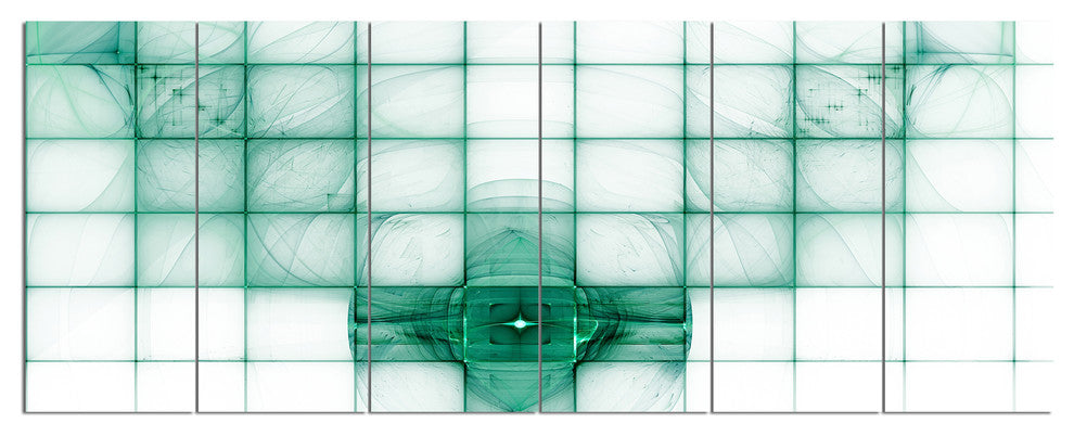 Light Blue Bat on Radar Screen, Abstract Canvas Art Print, 70"x28", 6 Panels