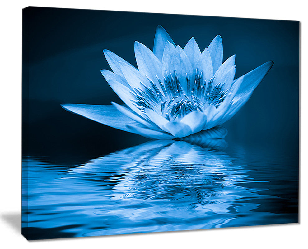 "Blue Water Lily" Floral Digital Art Canvas Print