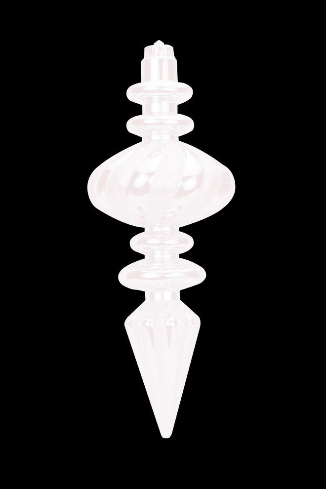 Wl-Fin-11-Wh- 11" Finial Ornament White With White Glitter