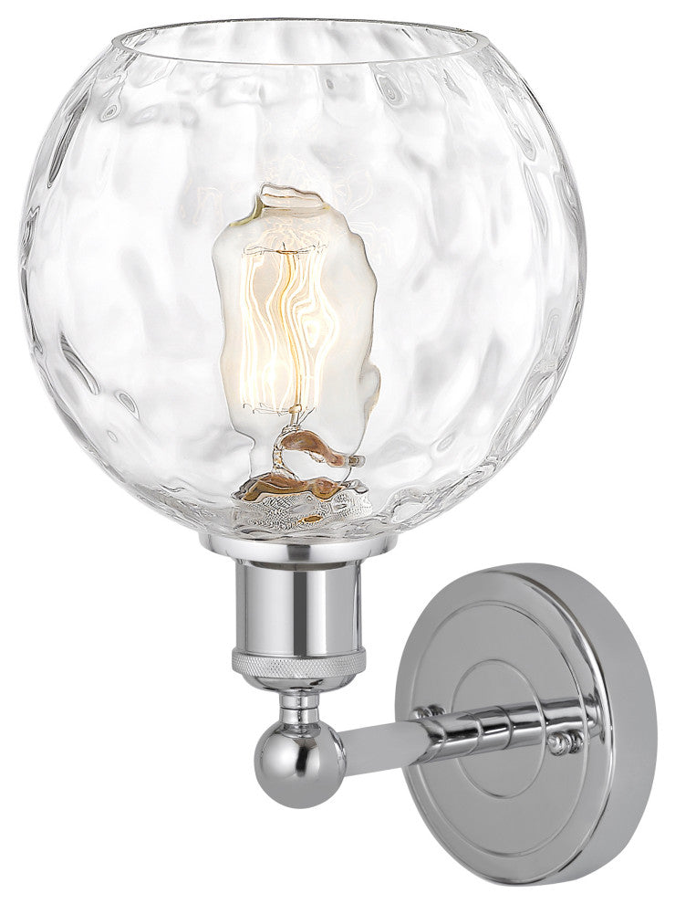 Athens Water Glass 1 Light Wall Sconce, Polished Chrome, Clear Glass