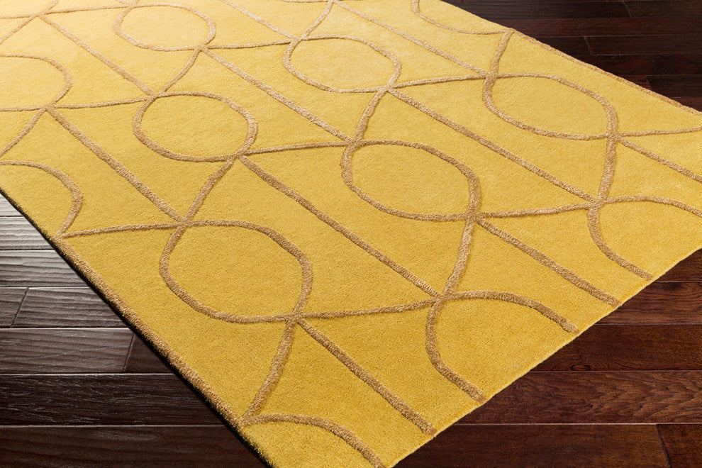 Urban Transitional Mustard, Camel Area Rug, 3'x5'