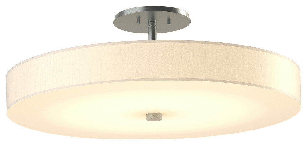 Disq Large LED Semi-Flush, Vintage Platinum Finish, Spun Frost Shade