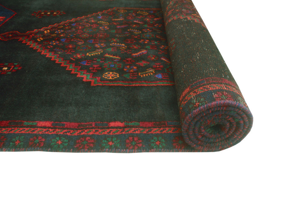 Fine Vintage Distressed Anglesey Black/Navy Runner, 3'7x9'1