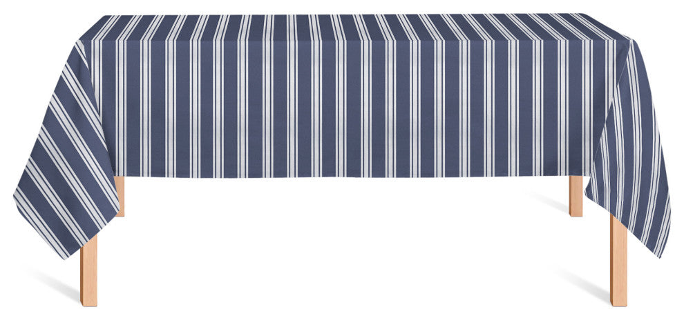 Navy and White Stripes 58x102 Tablecloth