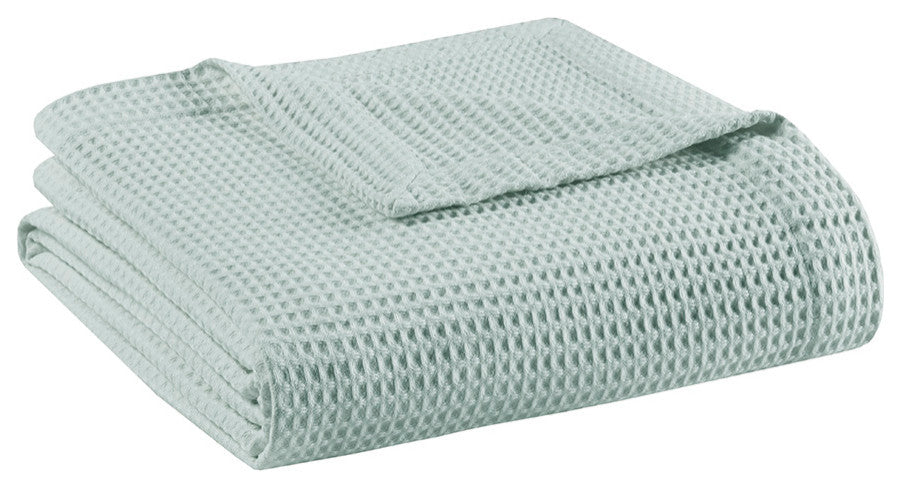 Beautyrest Cotton Waffle Weave Bedding Blanket, Aqua Green